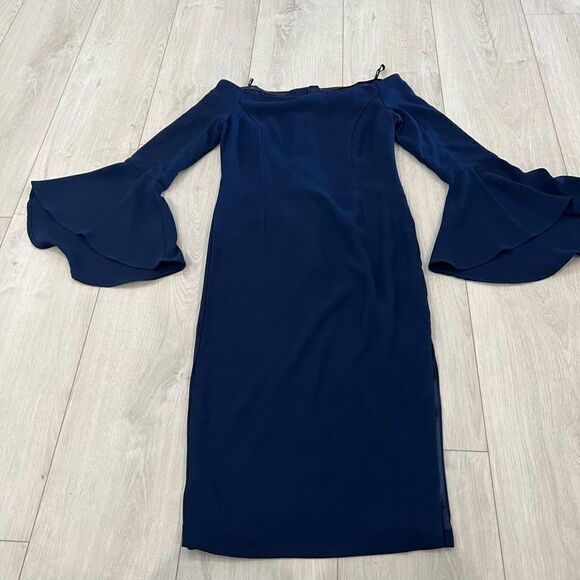 Bardot Solange Dress Navy blue Off Shoulder Bell Sleeve size Small / US 6 - Picture 1 of 7